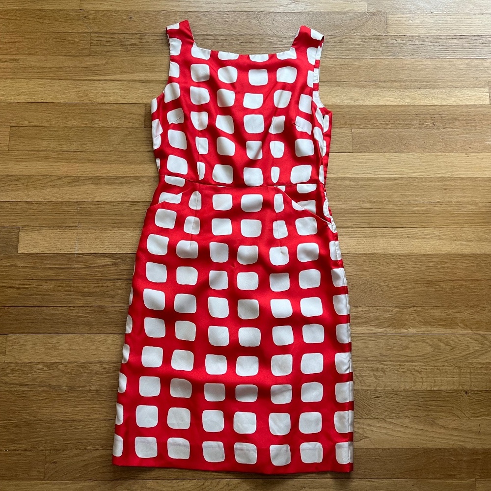 Vintage Milly’s of New York Red Silk Polka Dot - Square Dress Size 6 USA